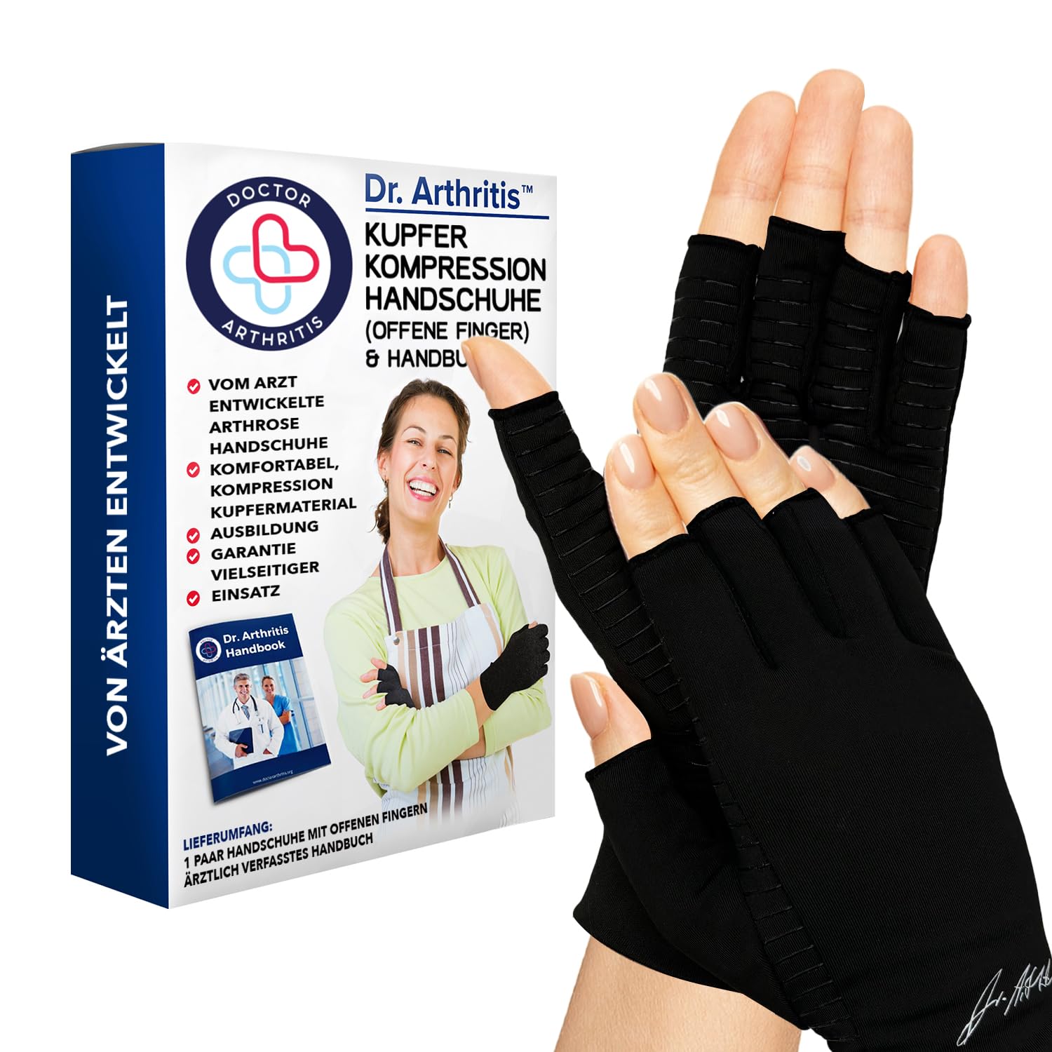 Von rzten Entworfen, Arthrose Handschuhe mit Kupfer, Kompressionhandschuhe  fr Frauen und Mnner, Fingerlos fr Arthritis, Schmerzlinderung und ...
