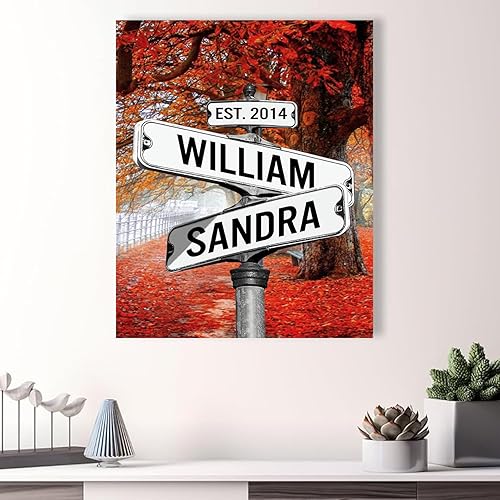 Miniatura 5 de Lienzo o póster personalizado de Lovers Crossroads Street Sign - Aniversario, pareja, regalo de boda, lienzo de pared para el hogar, regalo para