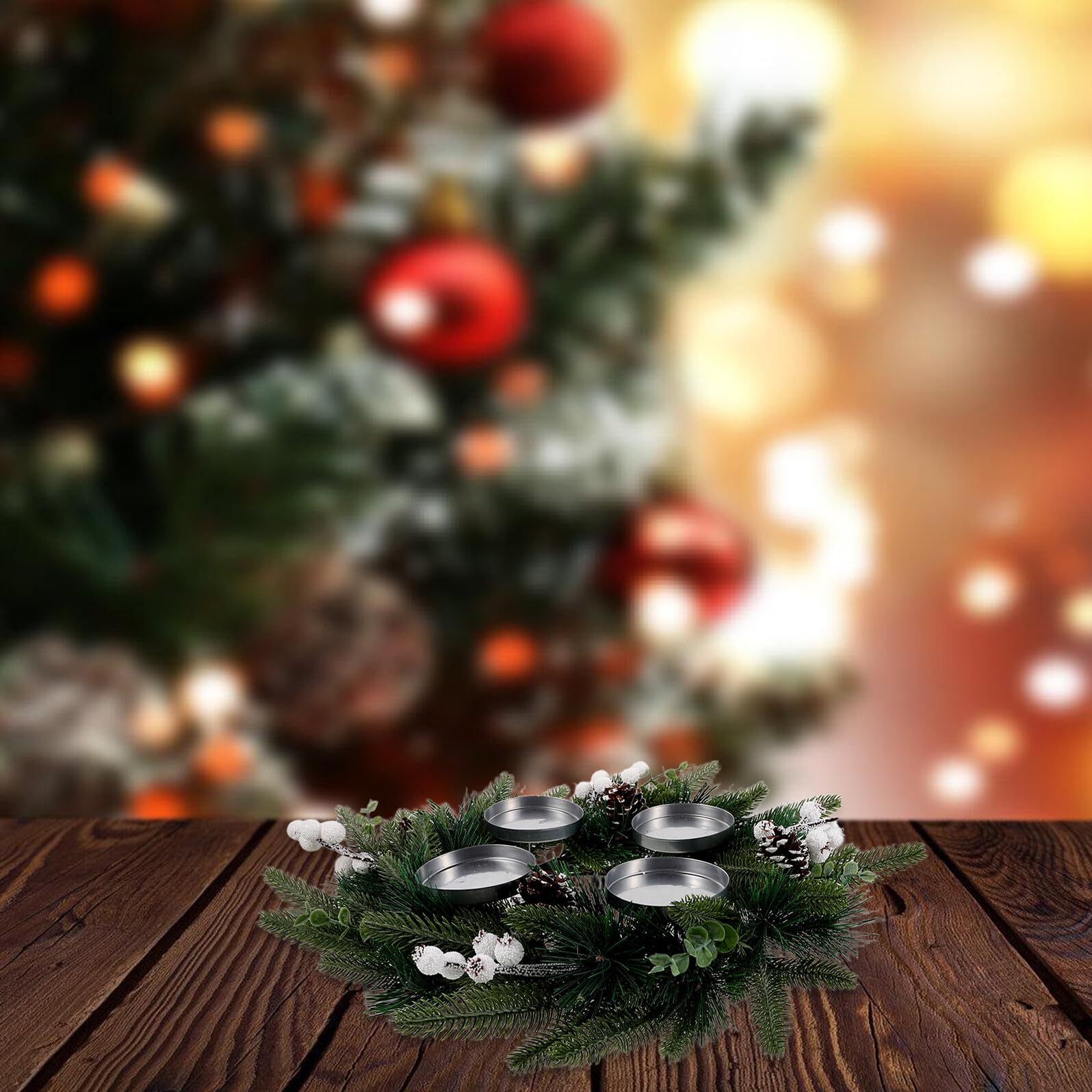 IMIKEYA Decoración de Guirnalda Navideña Artificial para Centro de Mesa Festivo y Adorno de Pino