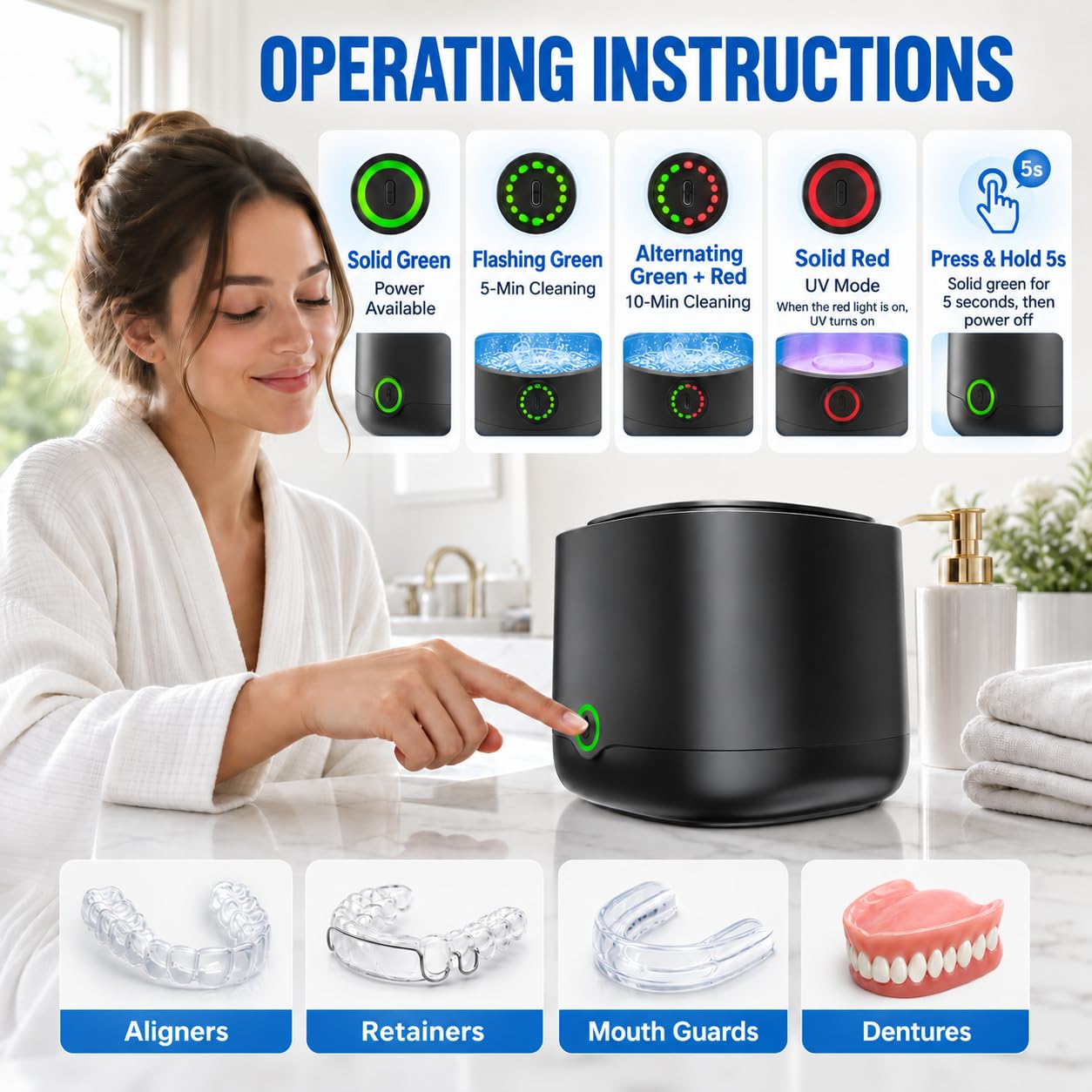 Ultrasonic Retainer Cleaner - Wireless Dental Pod -5