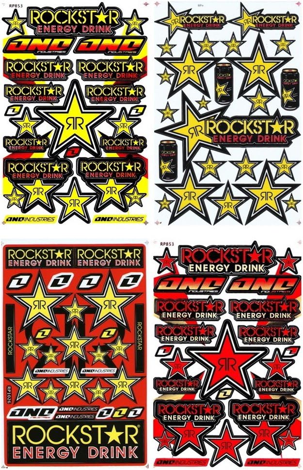 Lot of 4 Sheets, Rockstar Energy Sticker Car Racing Motorcross Decal Motorcycle Truck Graphic Logo Bicycle Bike Stickers