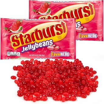 FaveReds Jelly Beans Fruit Chews Easter Candy for Kids and Party Favors - Easter Jelly Beans Fave Red Candies Watermelon, Cherry, and Strawberry Flavors for Sweet Snacking, Movie Candy - 2 Pack