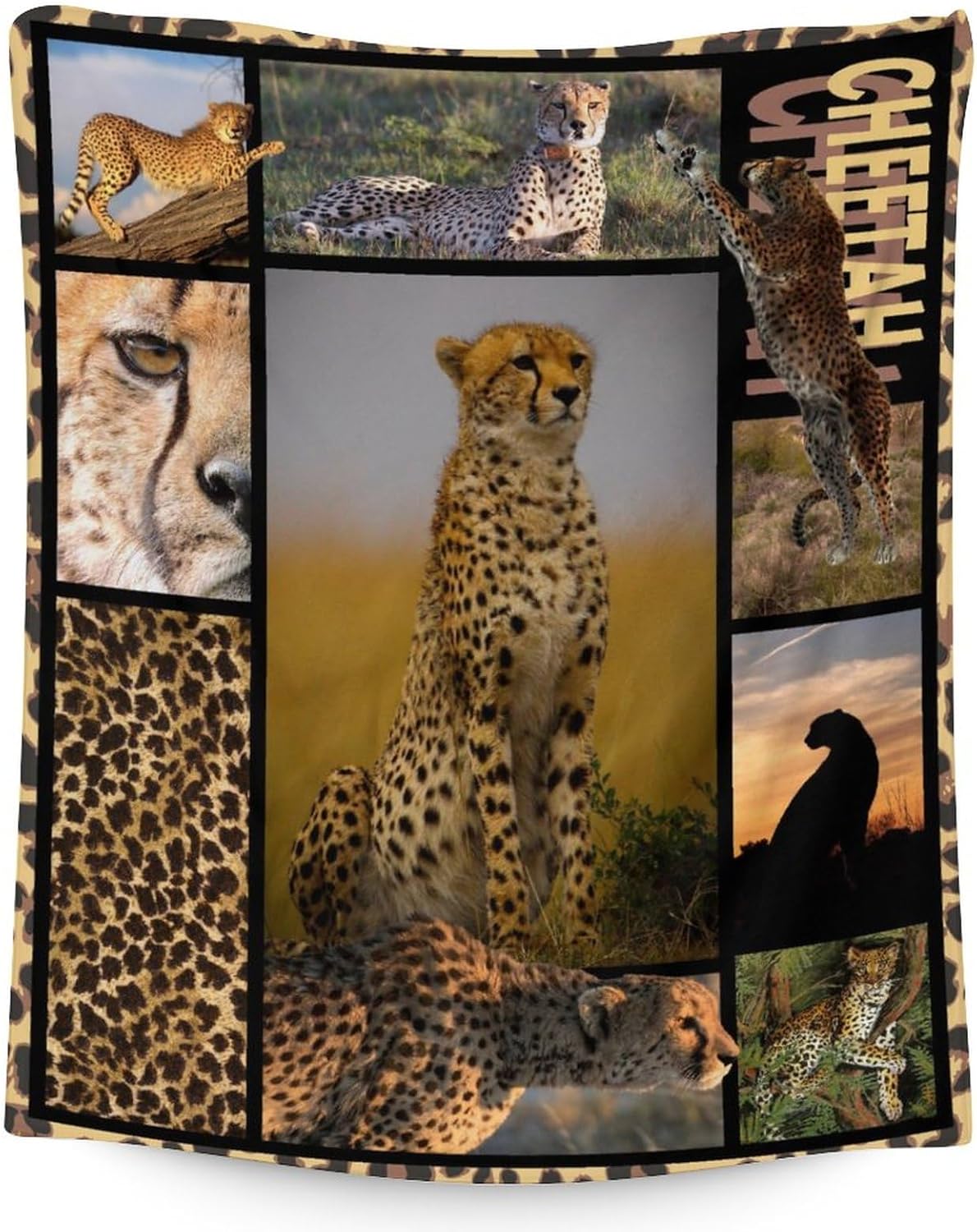 Cheetah Blanket for Kids, Adults - Soft, Fuzzy & Cozy - 40"x50" Small Size Throw Blankets for Couch, Office - Brown Cute Warm Throws Gifts