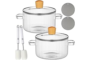 Clear Glass Cooking Set: Stovetop Glass Saucepans with Brushes and Mats