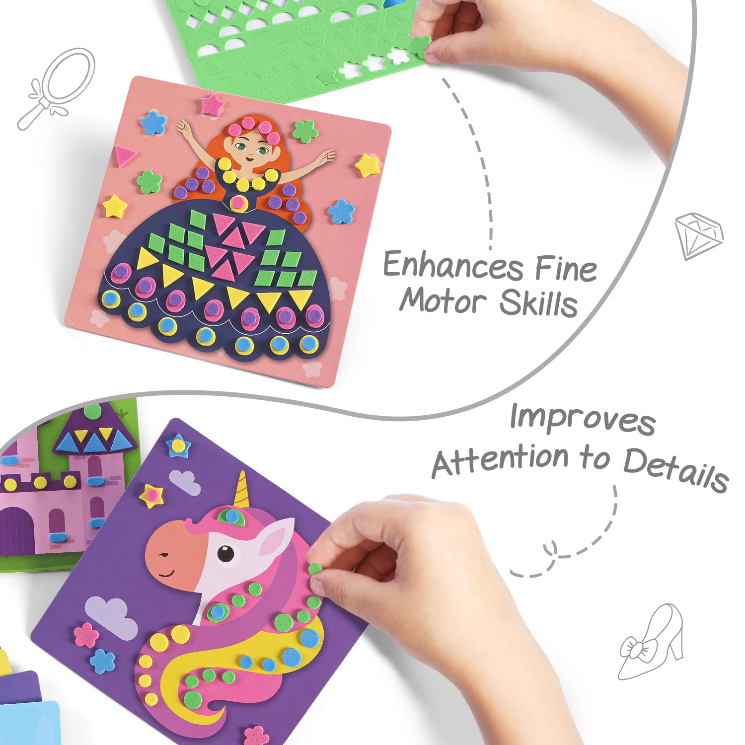 Intelliskills Premium Foam Craft Kit for Kids,DIY Felt Craft Kits Set for Fun & Creativity,Art & Craft Kit for Boys & Girls,Preschool Educational DIY Activity for 3-6 Years,BIS Certified,Birthday Gift (Princess) - Image 4 thumbnail