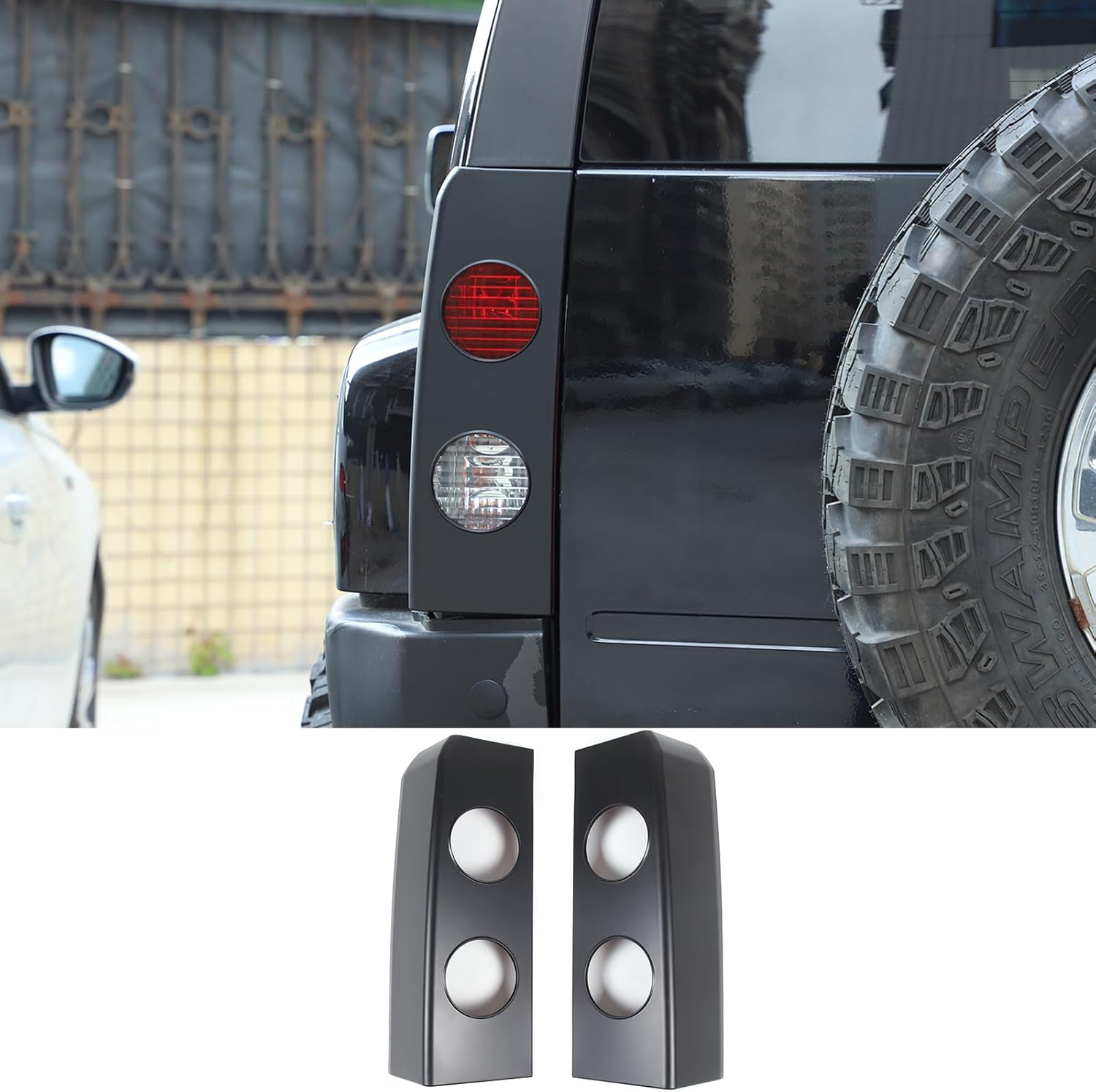 PIUGILH Rear Tail Light Guards Cover Fit for Hummer H3 2005-2009, Tail Light Lamp Cover Guard Trim Frame Decoration, Matte Black