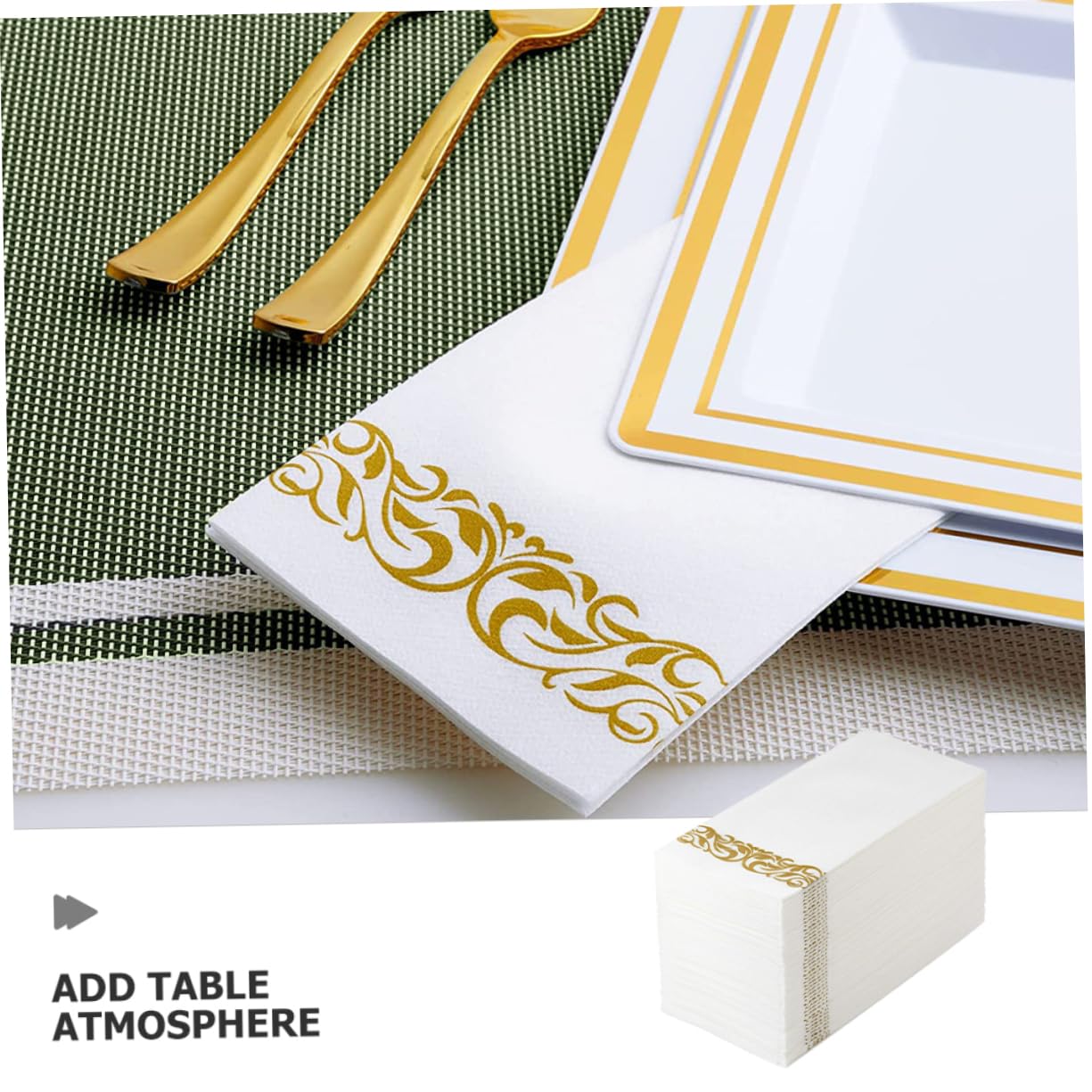 100 Piezas Servilletas de Papel y Doradas con Diseño Floral para Banquetes Fiestas de Cumpleaños y Despedidas de Soltera