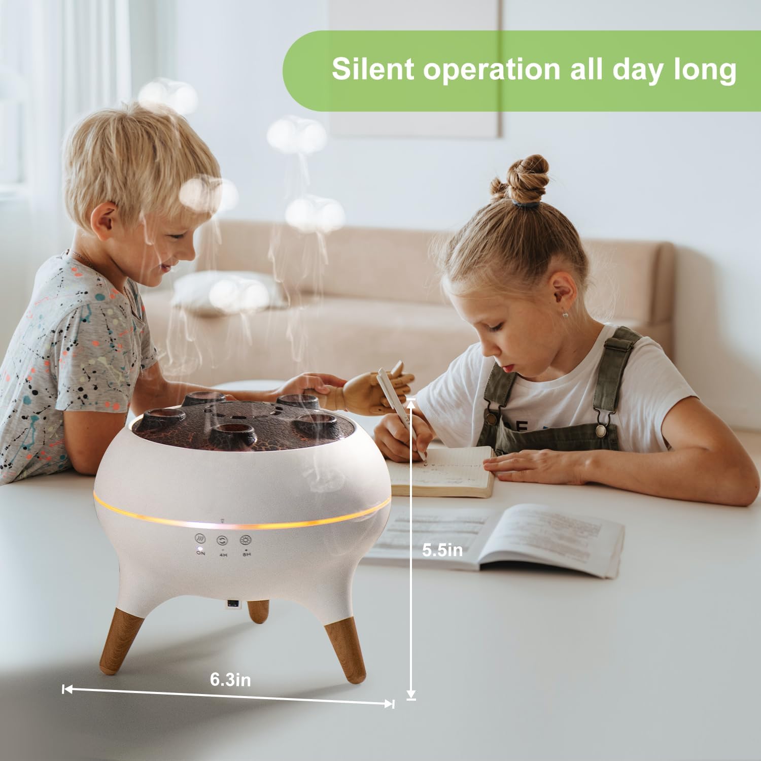 Jellyfish Diffuser 250ML, Volcano Diffuser Aroma Diffusers Air Humidifiers 7Color LED, 5 Rings Dynamic Sound Pickup Ultrasonic Aromatherapy Fragrant for Bedroom Office (White)