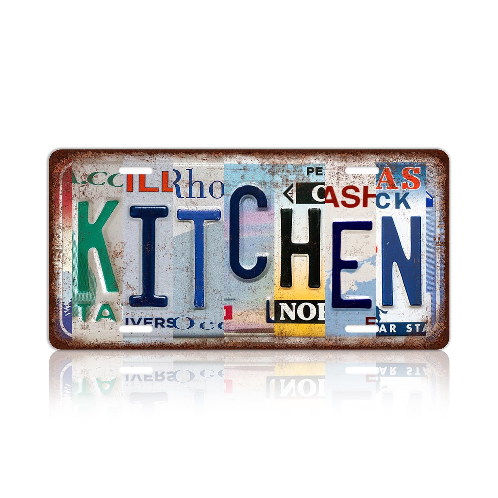 Vintage Kitchen Metal Tin Sign License Plate Wall Decor for Home 12 x 6 Inches
