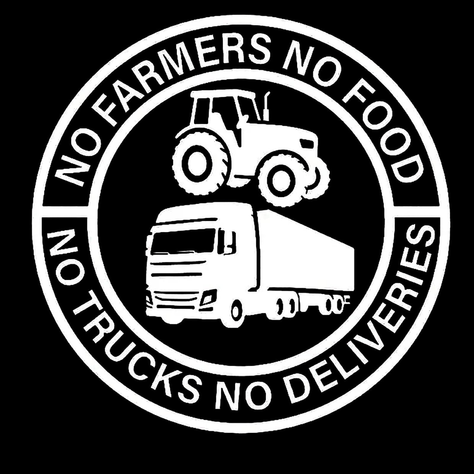 No Farmers No Food No Trucks No Deliveries Vinyl Sticker, （5.5in） Waterproof Weatherproof Gloss Decal for Cars, Trucks, Windows & Bumpers, Heavy-Duty Outdoor Vinyl Sticker(White)