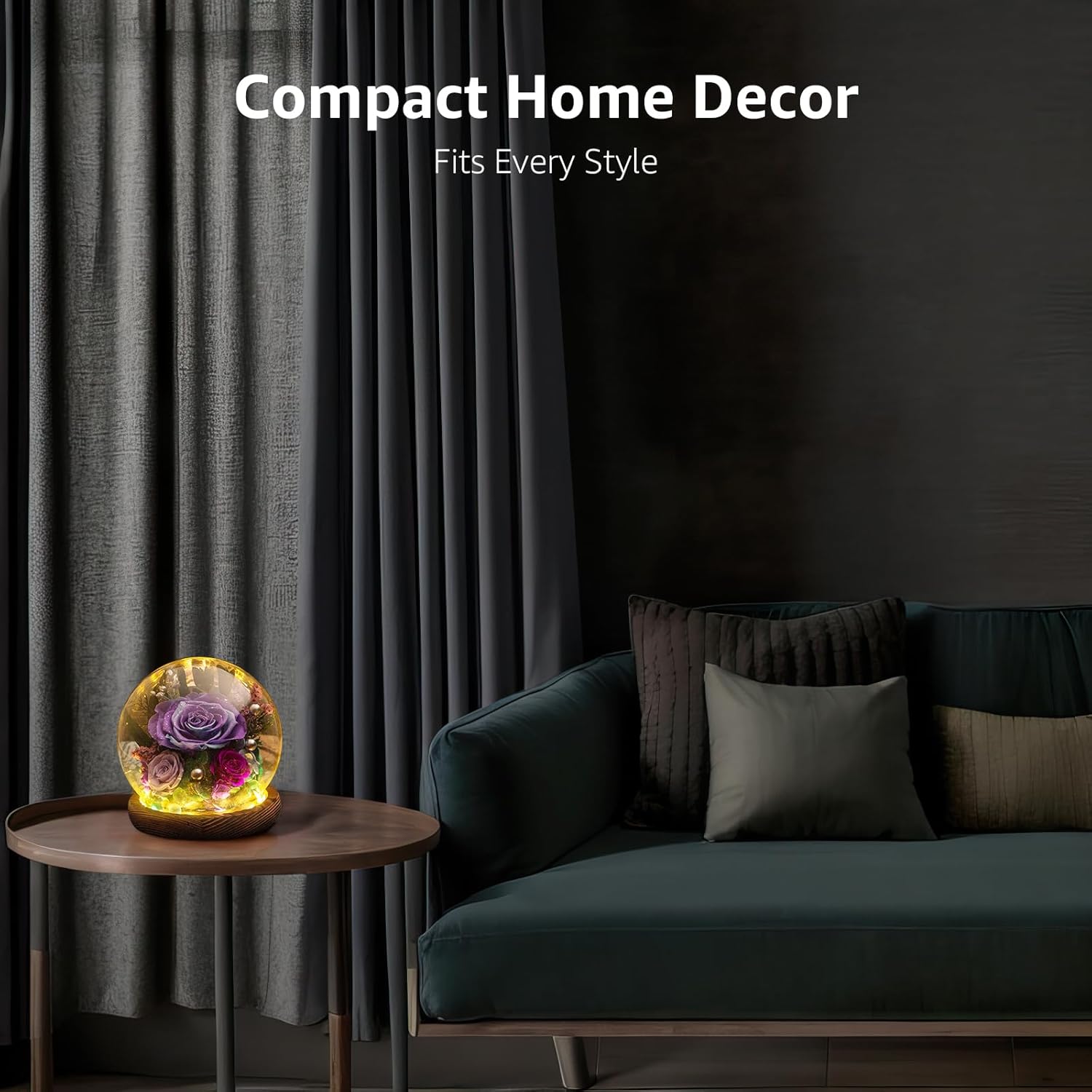 Valentines Day Purple Flower Gifts for Her - Forever Fresh Roses Bouquet for Delivery, Preserved Flowers in Glass Globe with Light as Anniversary & Birthday Gifts for Women, Mom, Grandma, Friend, Wife - Image 7