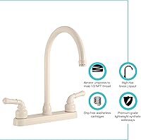 Vista 2 de Grifo de cocina de Dura Faucet, grifo de repuesto para casas rodantes, tráilers, campers y camionetas, Pergamino bisqué
