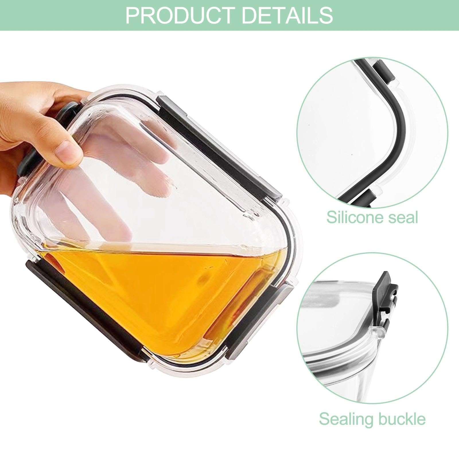 10 Pièces Boite Alimentaire Verre, Boite Repas(5X1040ML & 5X370ML)
