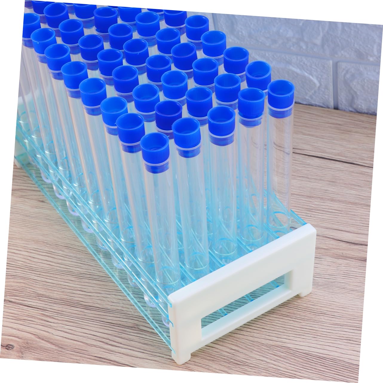 50 Tubos De Ensayo De Plástico Duro Con Soporte Tubos Sellados Para Experimentos Científicos Almacenamiento De Líquidos Polvos Y Plantas Kit De Laboratorio Para Escuela Y Aula