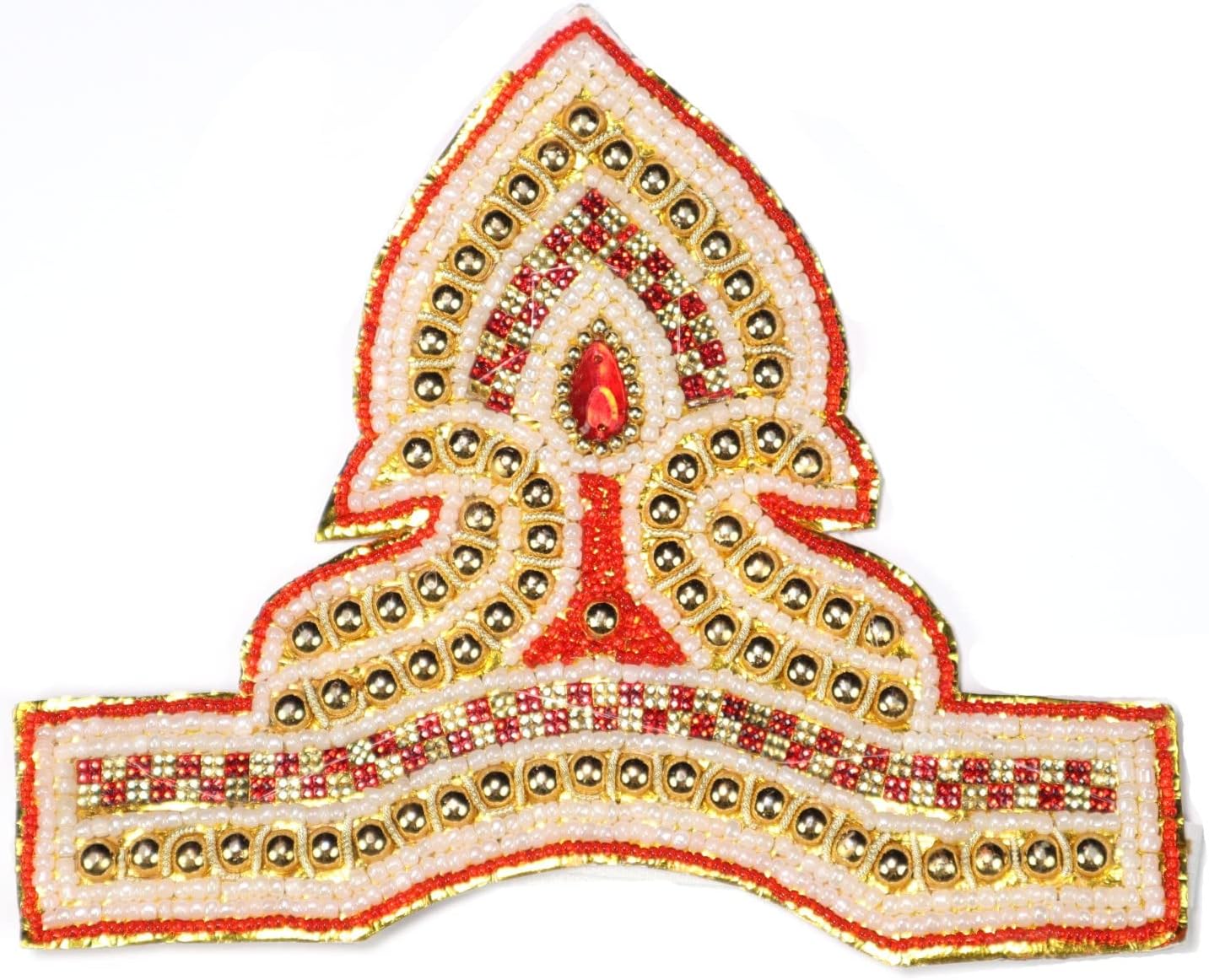 ASHIRWAD 7.0 inch Lord Krishna Mukut, Designer Taj, Multicolour Gemstones Thakurji Decorative Crown for Idols, Statue, Fegurine Janmashtami Ganpati Devi Kids (Mukut-1)