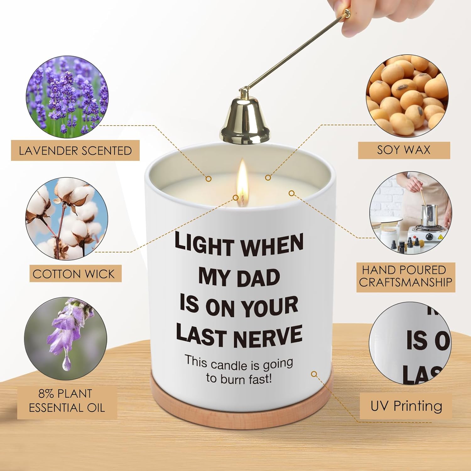 Mom Bonus Stepmom Gifts Valentines Day, 10OZ Birthday Gifts for Mother Mama New Mom Mother in Law from Daughter Son, Best Moms Ever Gift Present Lavender Scented Candle, Light When My Dad - Image 3