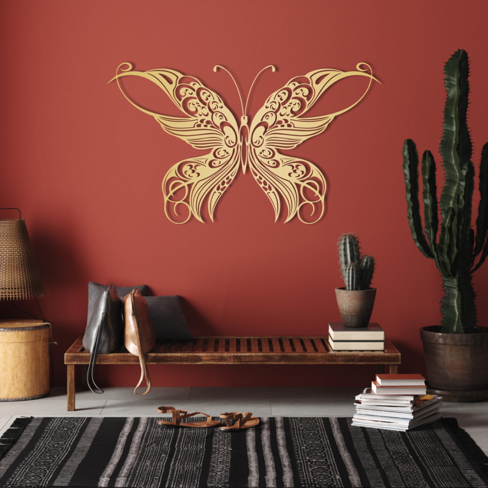 Papillon en métal pour décoration murale suspendue, peinture fer forgé relief anti-rouille