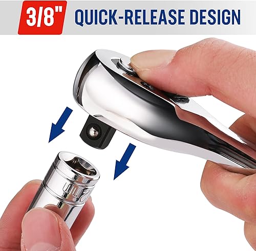 Miniatura 8 de DURATECH Juego de dados de impacto profundo de 6 puntos y llave de trinquete WORKPRO de 10 piezas de 3/8 pulgadas