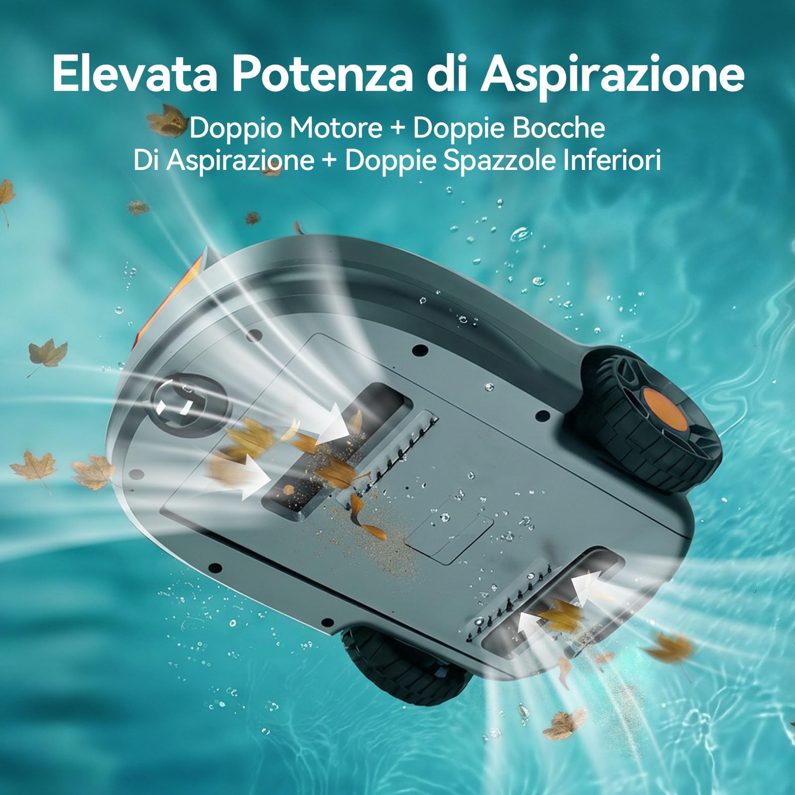 Redkey S200 Robot Piscina Senza Fili, 180 Min Autonomia, Doppi Motori, Doppia Aspirazione, Parcheggio Automatico, Robot Piscine Fuori Terra a Fondo Piatto fino a 100 m²
