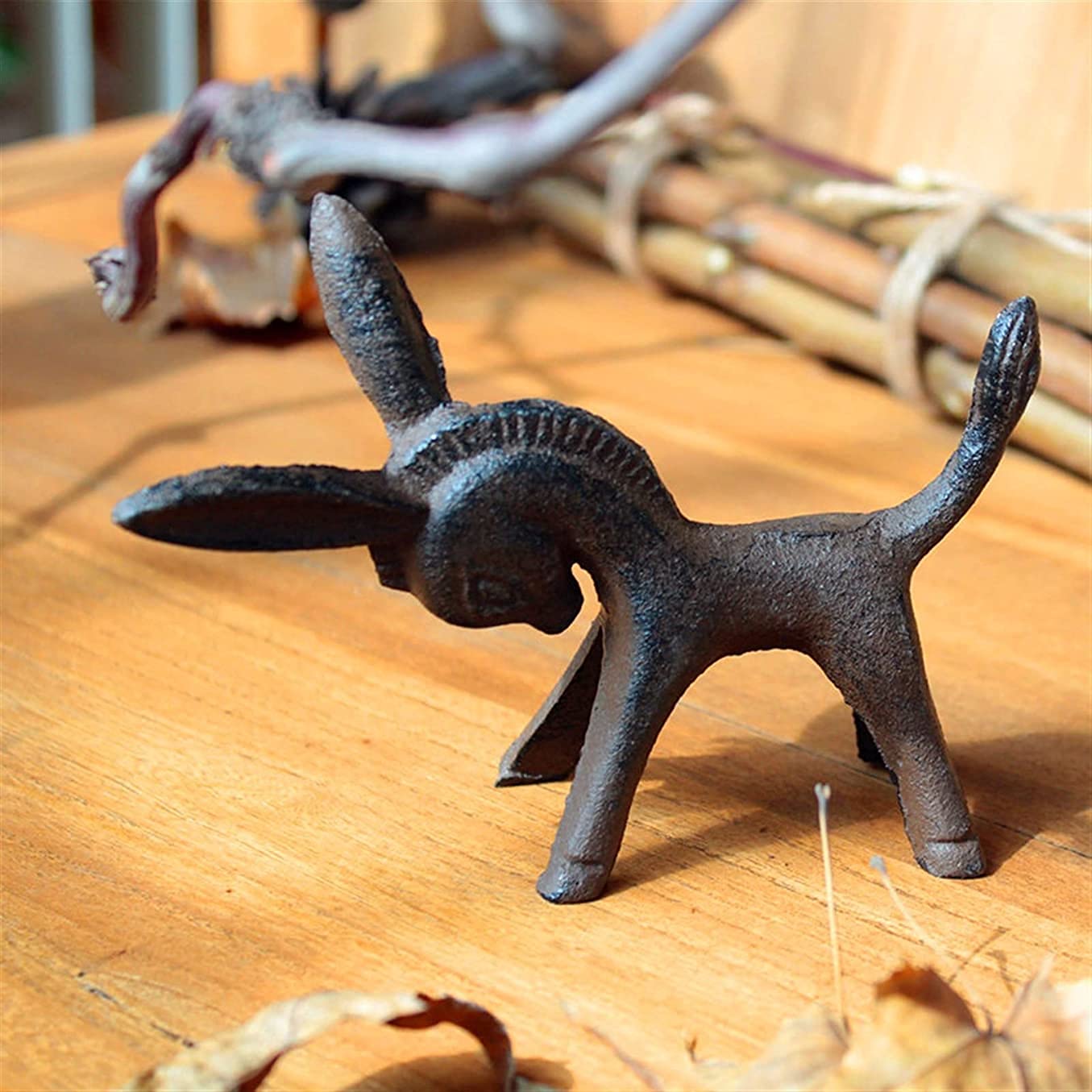 Vintage żeliwne figurki osiołka, miniaturowe ozdoby ze zwierzętami na zewnątrz, dekoracje do doniczek ogrodowych, 9,5 cm wys