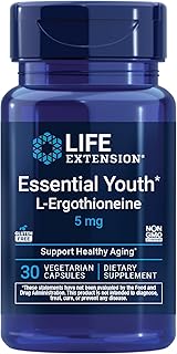 Life Extension Essential Youth L-Ergothioneine – Promotes Longevity & Healthy Aging – Gluten-Free – Non-GMO – Vegetarian – 5 mg – 30 Vegetarian Capsules