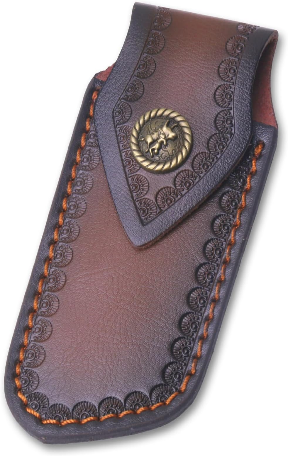 4" Belt Knife Sheath, Portable Real Leather Sheathes Pouch Holder for Women, Retro Pocket Folding Knife Holster with Bucket (Small-5.15 * 2.32in)