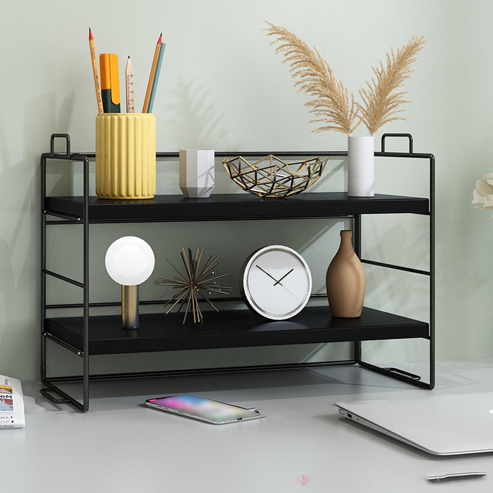Verstellbares Schreibtischregal für Büro, Küche und Badezimmer, kompakt, 370 mm x 165 mm x 240 mm, platzsparendes Schreibtischzubehör