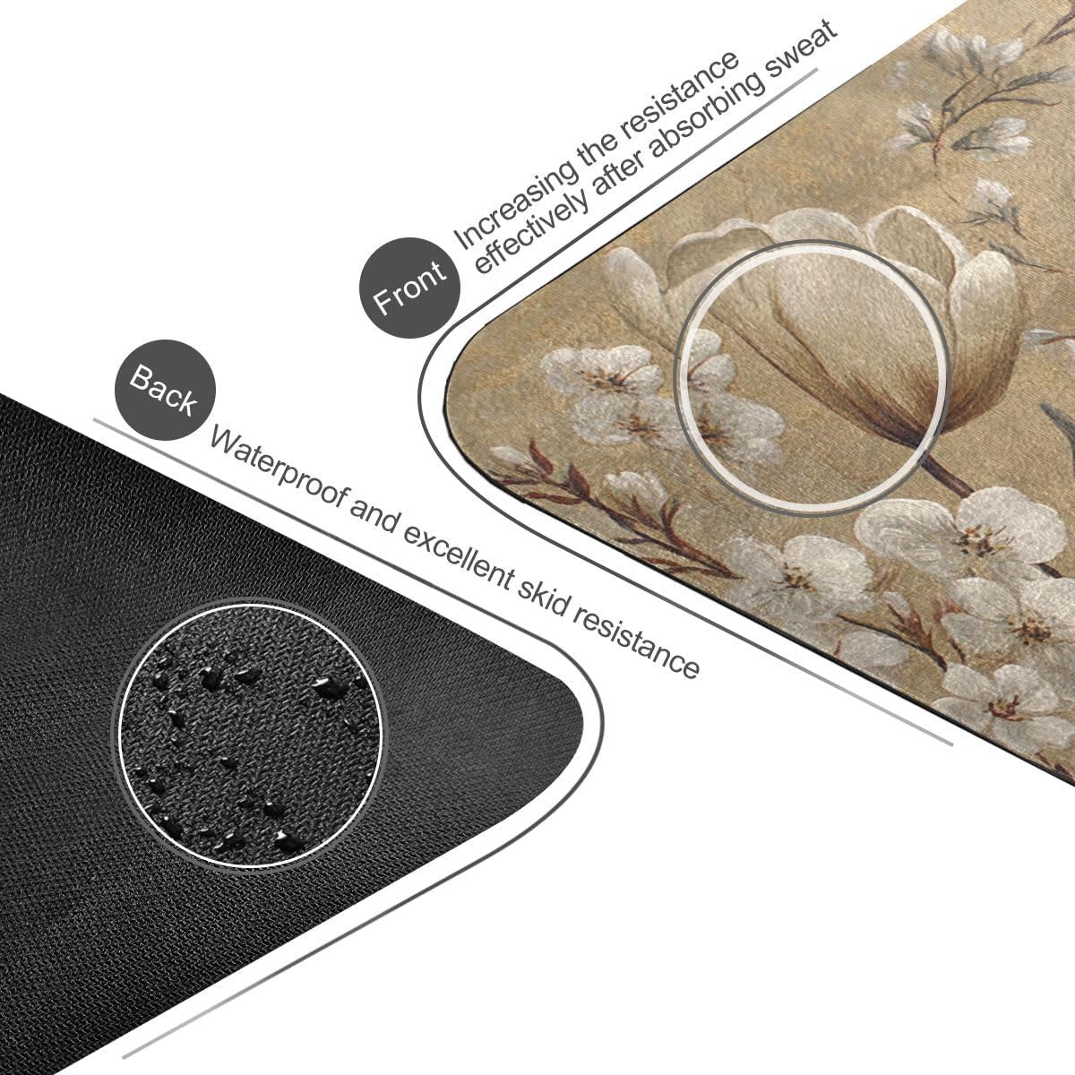 ALAZA Tulips Branches Vintage Yoga Mat Non Slip Fitness Exercise Mat, Workout Mat for Yoga, Pilates and Floor Exercises