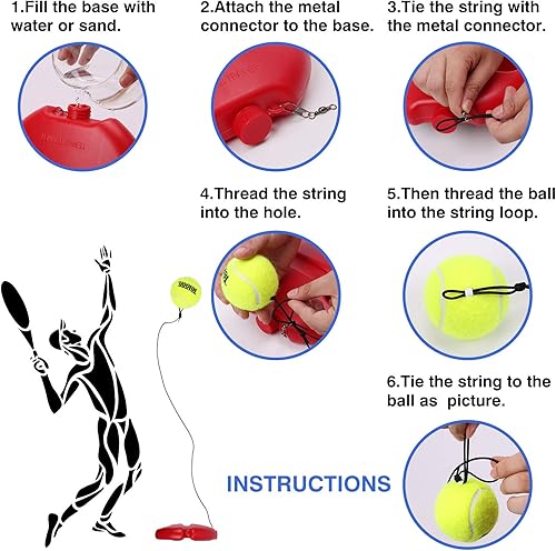 Miniatura 6 de Entrenador de tenis solo Teloon, pelota de rebote con cuerda para herramienta de entrenamiento de tenis para práctica personal para adultos o niños