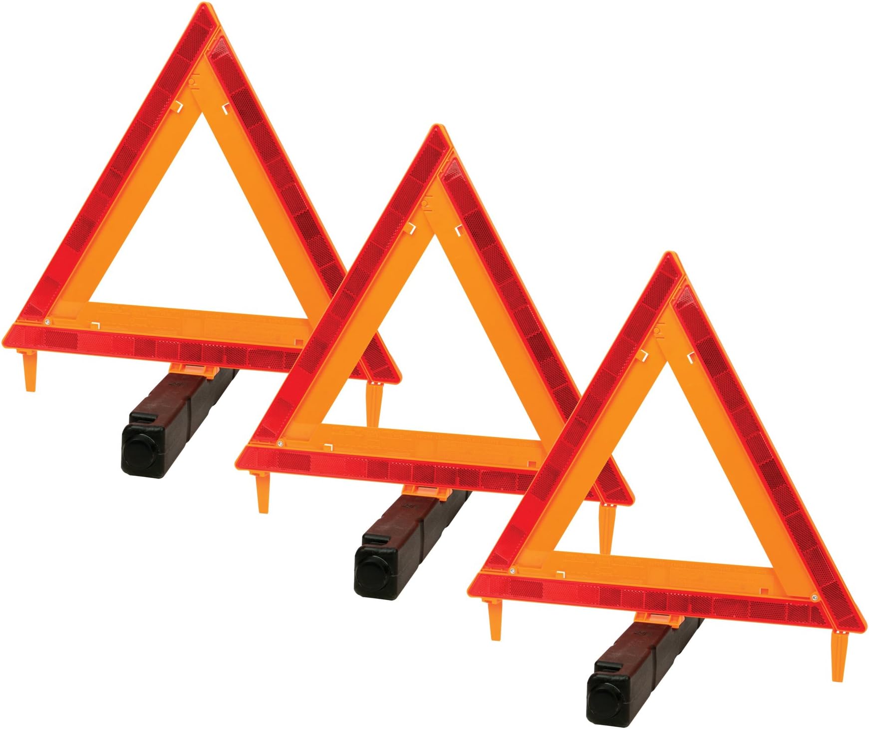 Performance Tool and Abrasives Large Early Warning Roadside Emergency Reflective Triangle (Pack of 3) - V