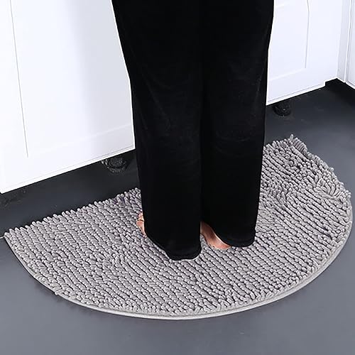Miniatura 6 de Alfombra de ducha de felpa para baño, alfombra de baño semicircular, antideslizante, suave, peluda, duradera, gruesa, lavable a máquina,