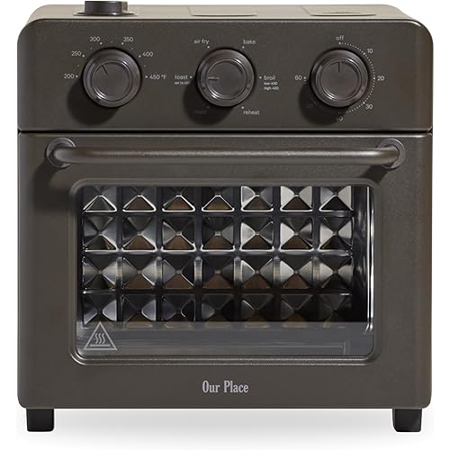 Our Place Wonder Oven | 6-in-1 Stainless Steel Air Fryer Toaster Oven Combo with Basket, Rack, Pan & Tray | Compact 13 QT Countertop Capacity - Toast, Roast, Bake, Reheat, Broil & Steam | Char