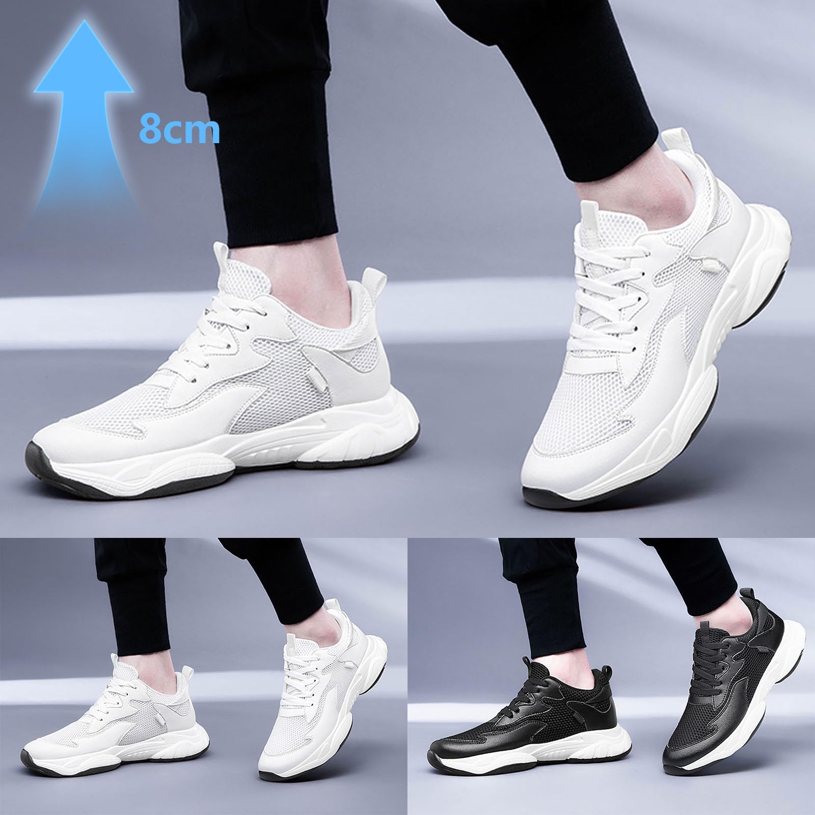 Elevador Zapatos Hombre Zapatillas Deportivas Ligeras Zapatos Deportivos Malla Transpirable Zapatos de Caminar Aumento de Altura Zapatos de Correr Antideslizantes Athletic Joggers
