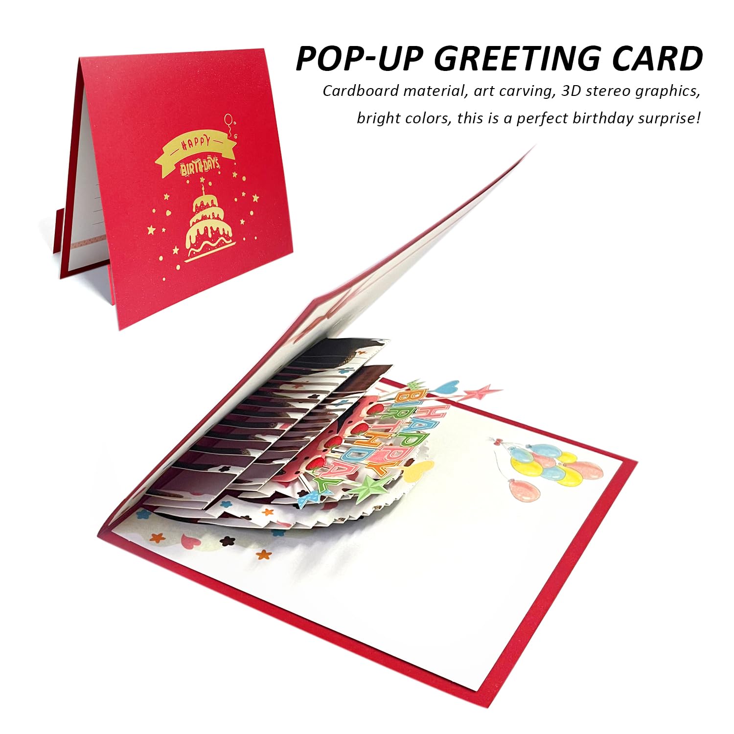 1 biglietto di auguri pop-up con 1 biglietto di auguri scritto a