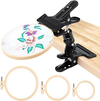 Coitak Portable Metal Embroidery Hoop Stand Holder with 3 Embroidery Hoop