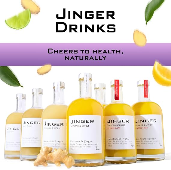 Jinger Drinks - Beetroot & Ginger - Non-Alcoholic Concentrate for Hydration & Detox - 25 servings (No added sugar)