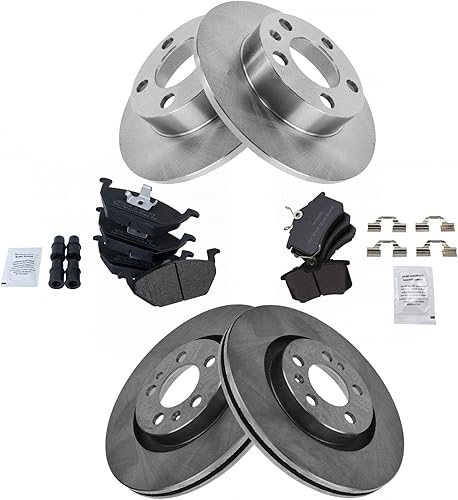 Miniatura 9 de TRQ Kit de pastillas de freno delanteras y traseras y rotores Kit de productos químicos de freno Pastillas de freno Rotor de freno semimetálico