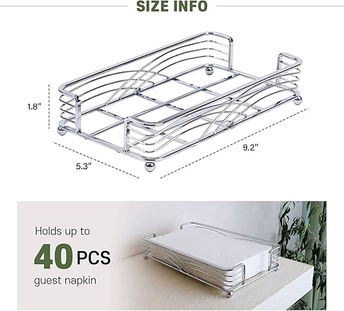 Miniatura 3 de LEVIMETREE Bandeja plateada para toallas de invitados para baño, organizador de servilletas de encimera para toallas de papel desechables, elegante