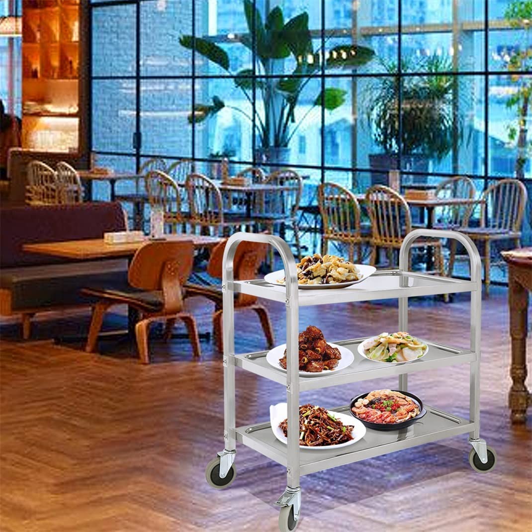 uyoyous 330LBS 37.4x37.4x20” 3Tier Stainless Steel Utility Cart