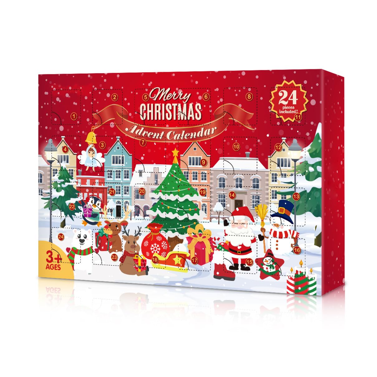 Alipis Adventskalender mit 24 Hängenden Kunstharz Anhängern zum Aufhängen Weihnachtsbaumschmuck mit Countdown Funktion zum Dekorieren von Bäumen und Räumen