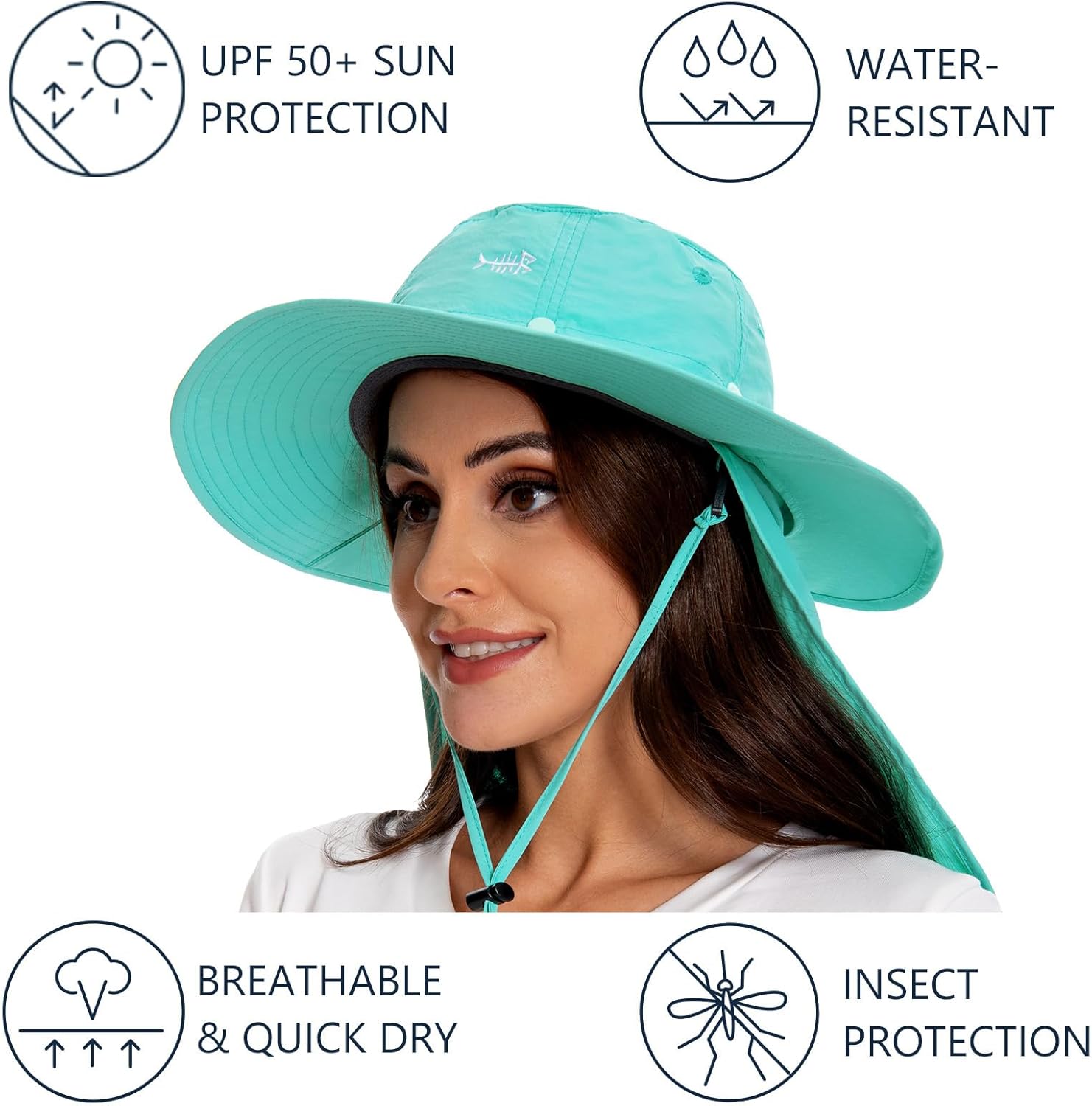 BASSDASH UPF 50+ Mosquito Sun Hat with Hidden Head Net and Neck Flap for Men Women Outdoor Fishing Hiking Camping - Image 4
