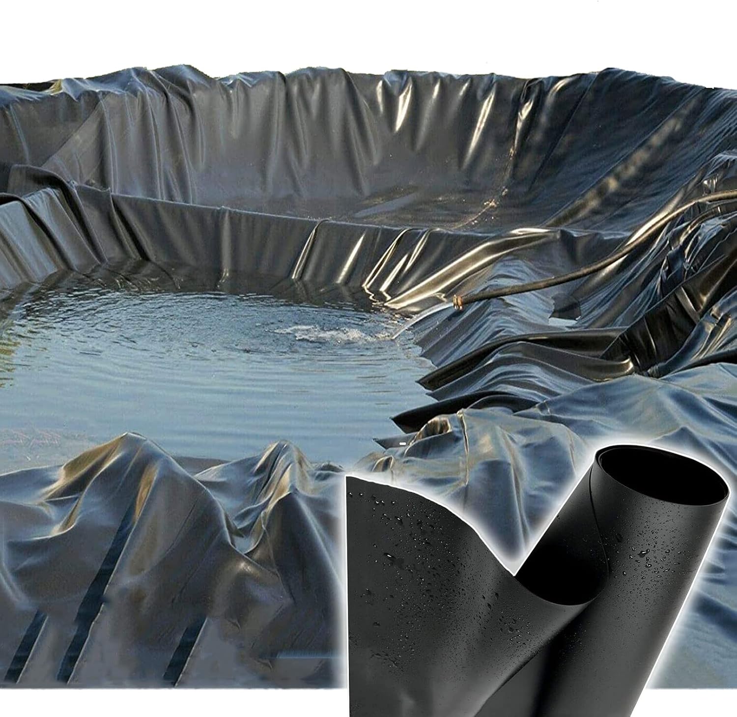 HORV Pond Liner, 8 mil HDPE Black Pond Skins Liner for