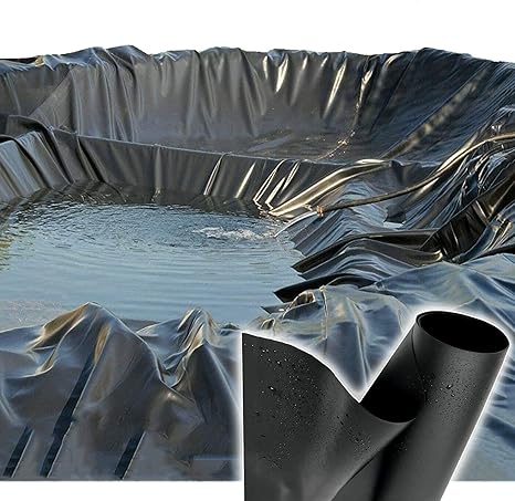 Image Pond Liner 8 mil HDPE Black Pond Skins Liner for Small Ponds Fish Ponds Streams Fountains Water Garden Waterfall Pond Garden Pool Flexible Membrane ()