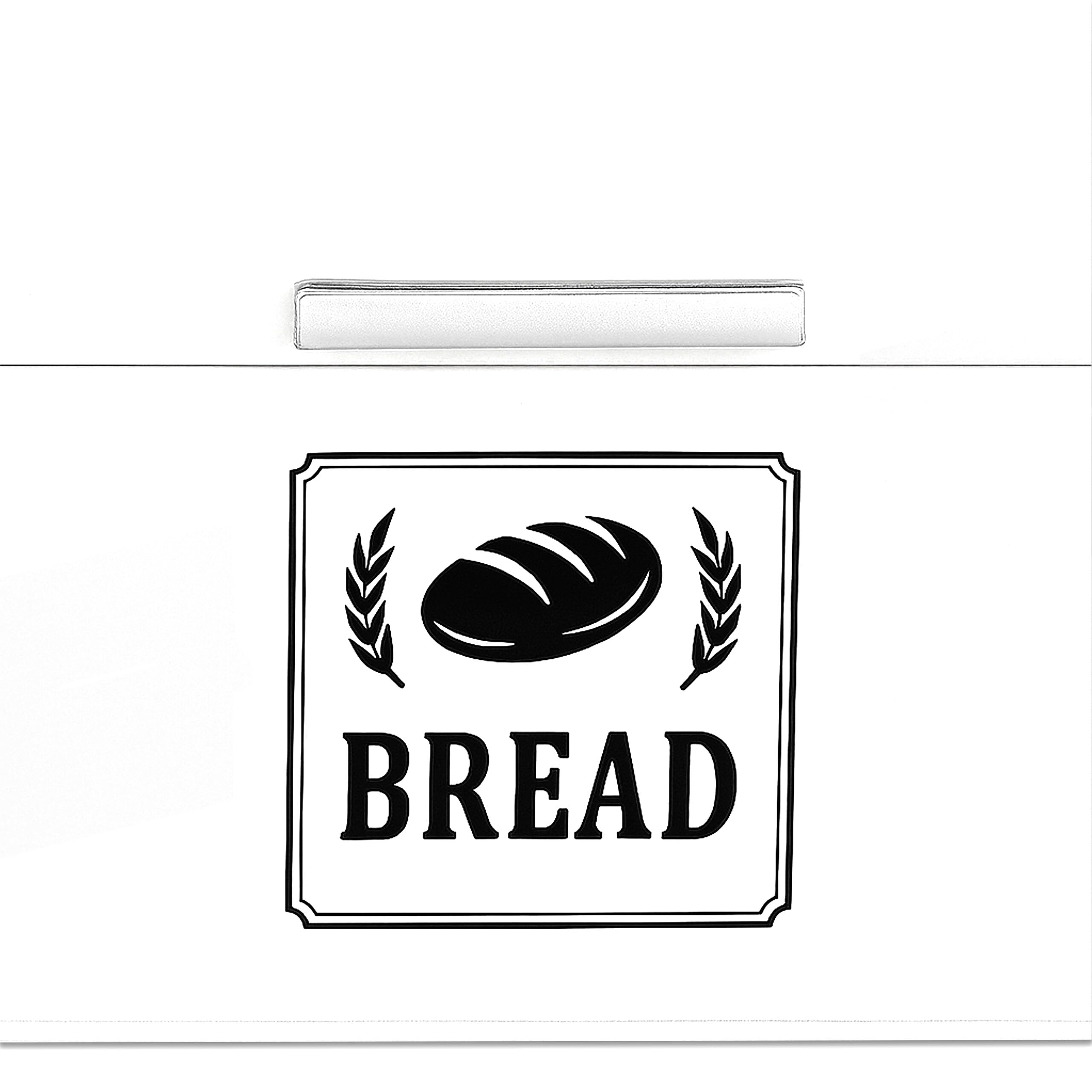 Relaxdays Panera, Caja para Pan con Tapa y asa, HBT: 17 x 42 x 24 cm, para Guardar Pan, panera Retro, Metal, Blanca