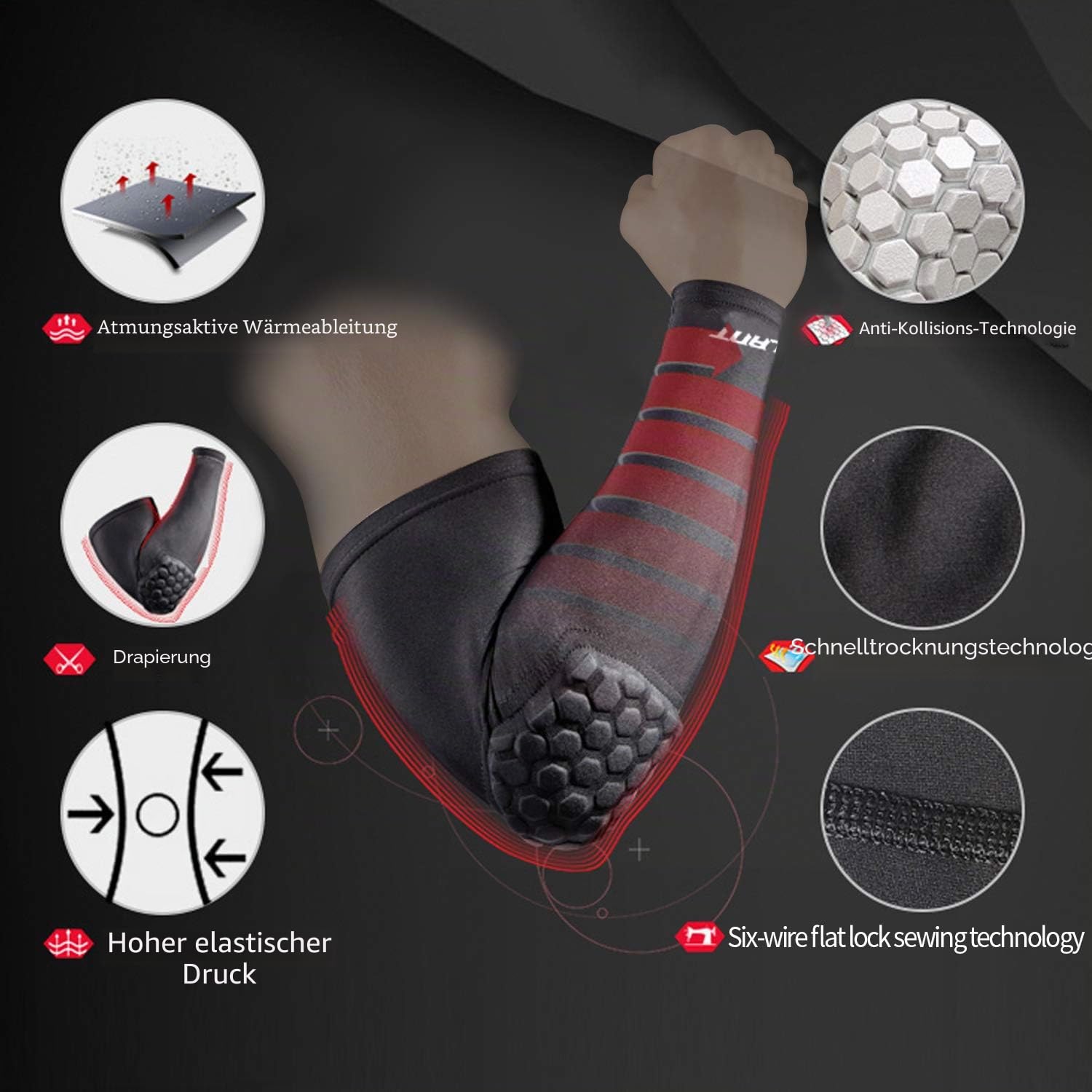 EULANT Ellbogenschoner Torwart mit dicken Schwammpolstern, Shooter Arm Sleeve, Armschutz für Basketball Fußball Volleyball