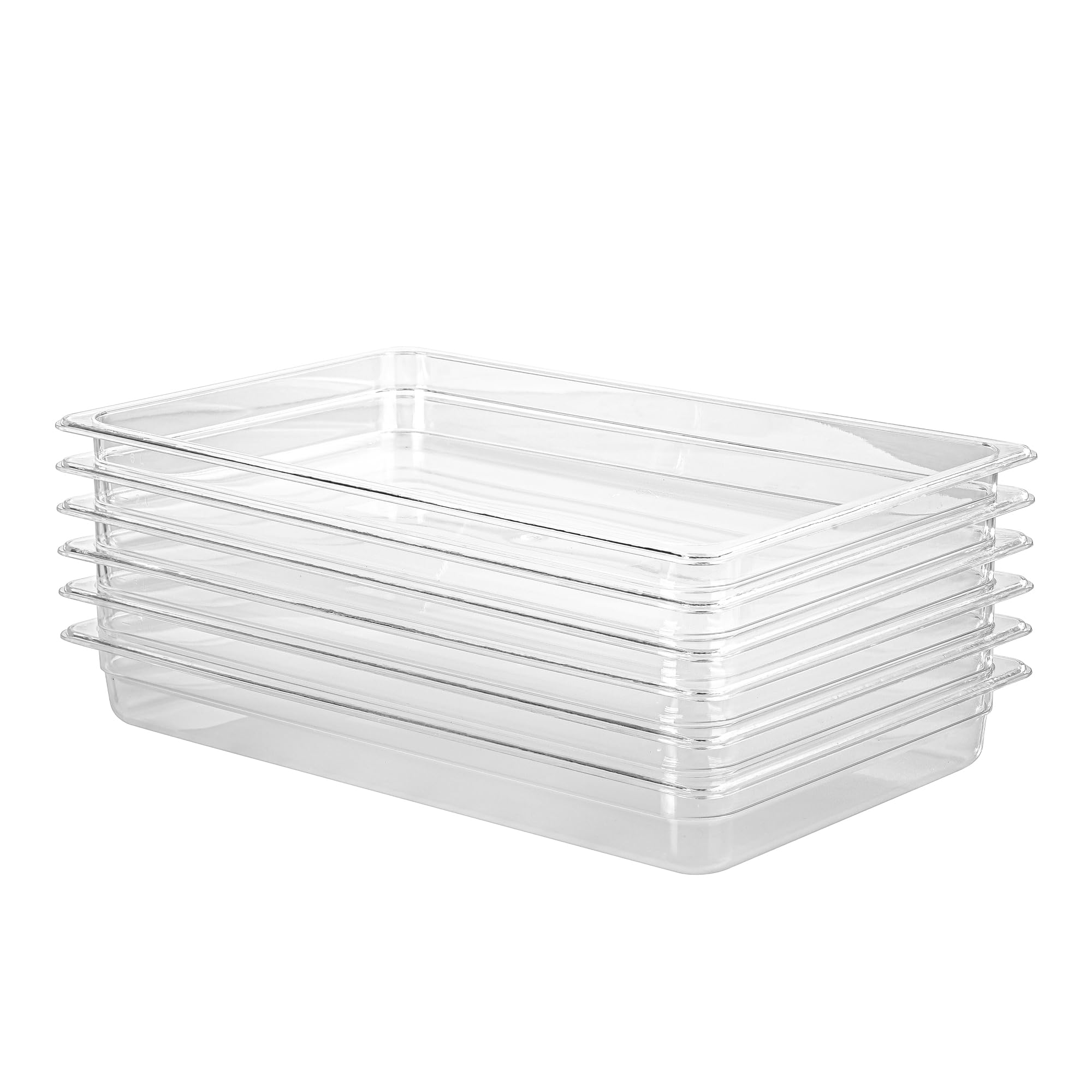 Photo 1 of EGGKITPO 6-Pack 1/1 Size Food Pan 4 Inch Deep BPA Free Polycarbonate Food Storage Containers for Busy Kitchen Stackable Clear Hotel Pan for Buffet Party Supplies Dishwasher Safe