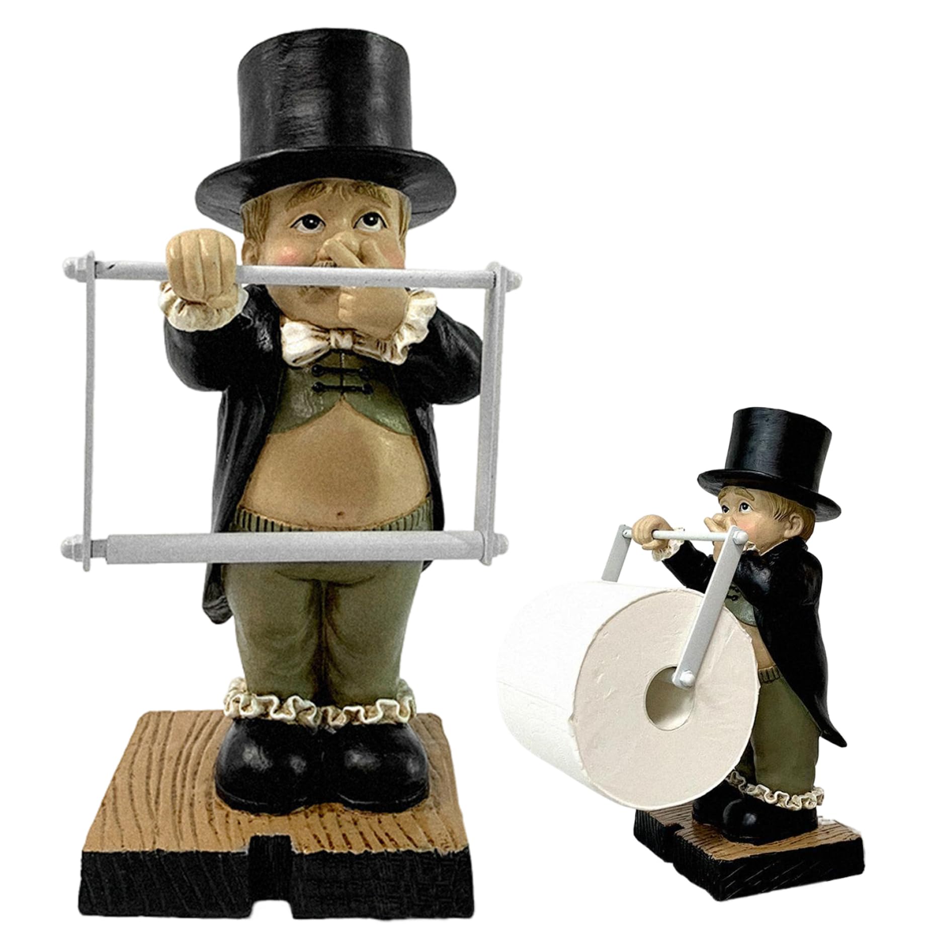 Porte-papier toilette unique, figurines de résine de bouton de toilette 6x3 garçon tenant la statue du majordome de nez avec plateau sculptures modernes décoration intérieure pour table de table