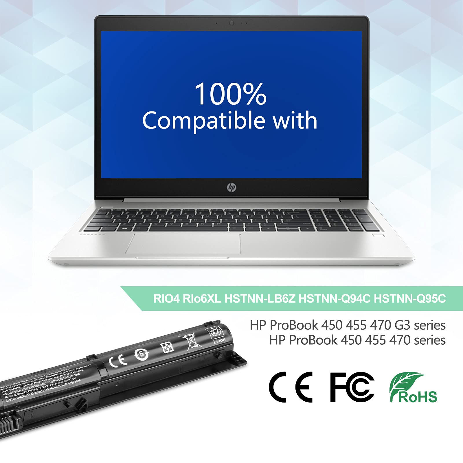 Chinoket 38Wh/14.8V RI04 RI06XL HSTNN-DB7B Batterie pour HP ProBook 450 455 470 G3 Envy 15-Q001TX 811063-421 P3G15AA-AX P3G16AA PB6Q LB6Z Q94C Q95C Q97C R104 RIO4 HSTNN-PB6Q 805294-001 805047-851 Chinoket 38Wh/14.8V RI04 RI06XL HSTNN-DB7B Batterie pour HP ProBook 450 455 470 G3 Envy 15-Q001TX 811063-421 P3G15AA-AX P3G16AA PB6Q LB6Z Q94C Q95C Q97C R104 RIO4 HSTNN-PB6Q 805294-001 805047-851