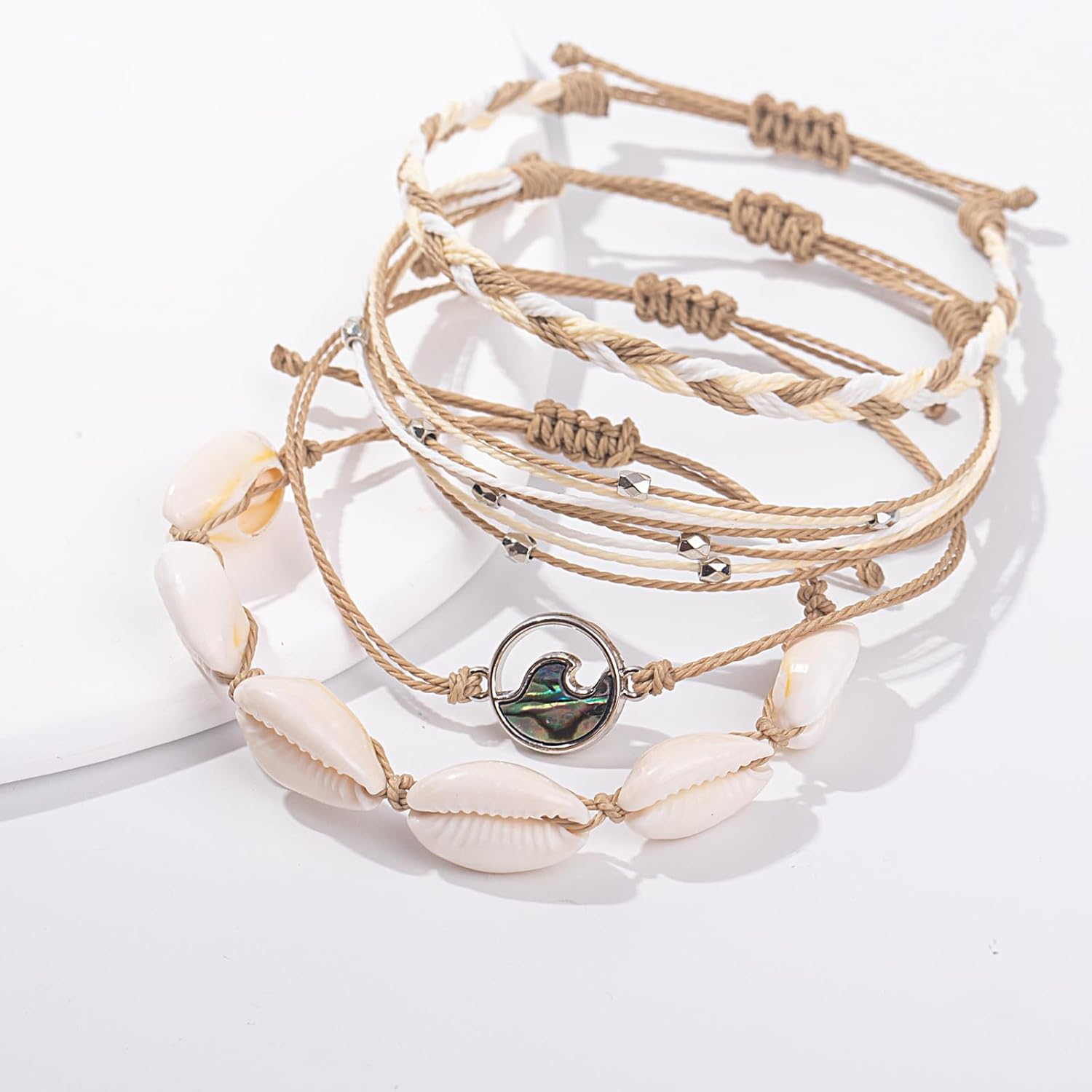 FANCY SHINY Wave String Bracelets Braid Puka Shell Bead Bracelets Handmade Cute Trendy Boho Easter Jewelry Gifts for Women - Image 9