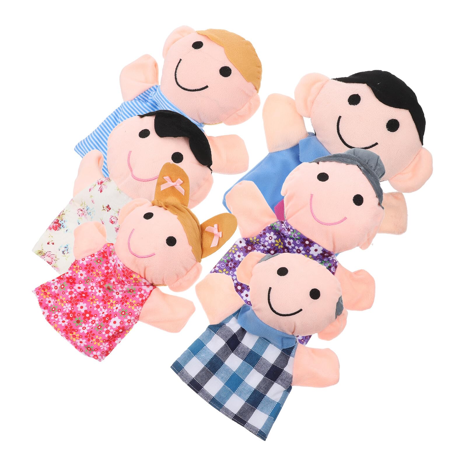 ORFOFE 6 Marionetas de Mano Familiares para Pequeños, Set de 6 Piezas Personajes de Tela (papá, Mamá, Abuelo, Abuela, Hermano, Hermana), Juguetes para Teatro y Cuentos Infantiles